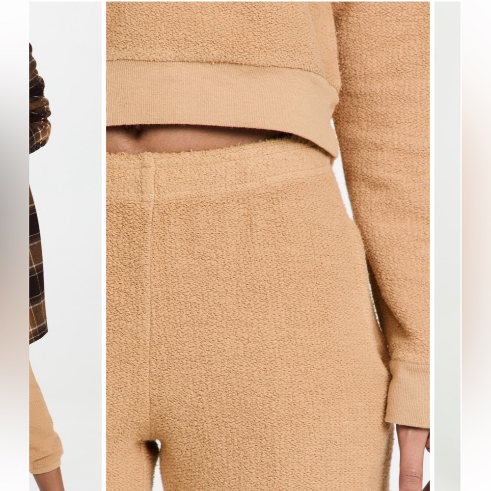 Monrow Teddy Fleece Slouchy Sweatpants in Latte color jogger sweat - Picture 9 of 12